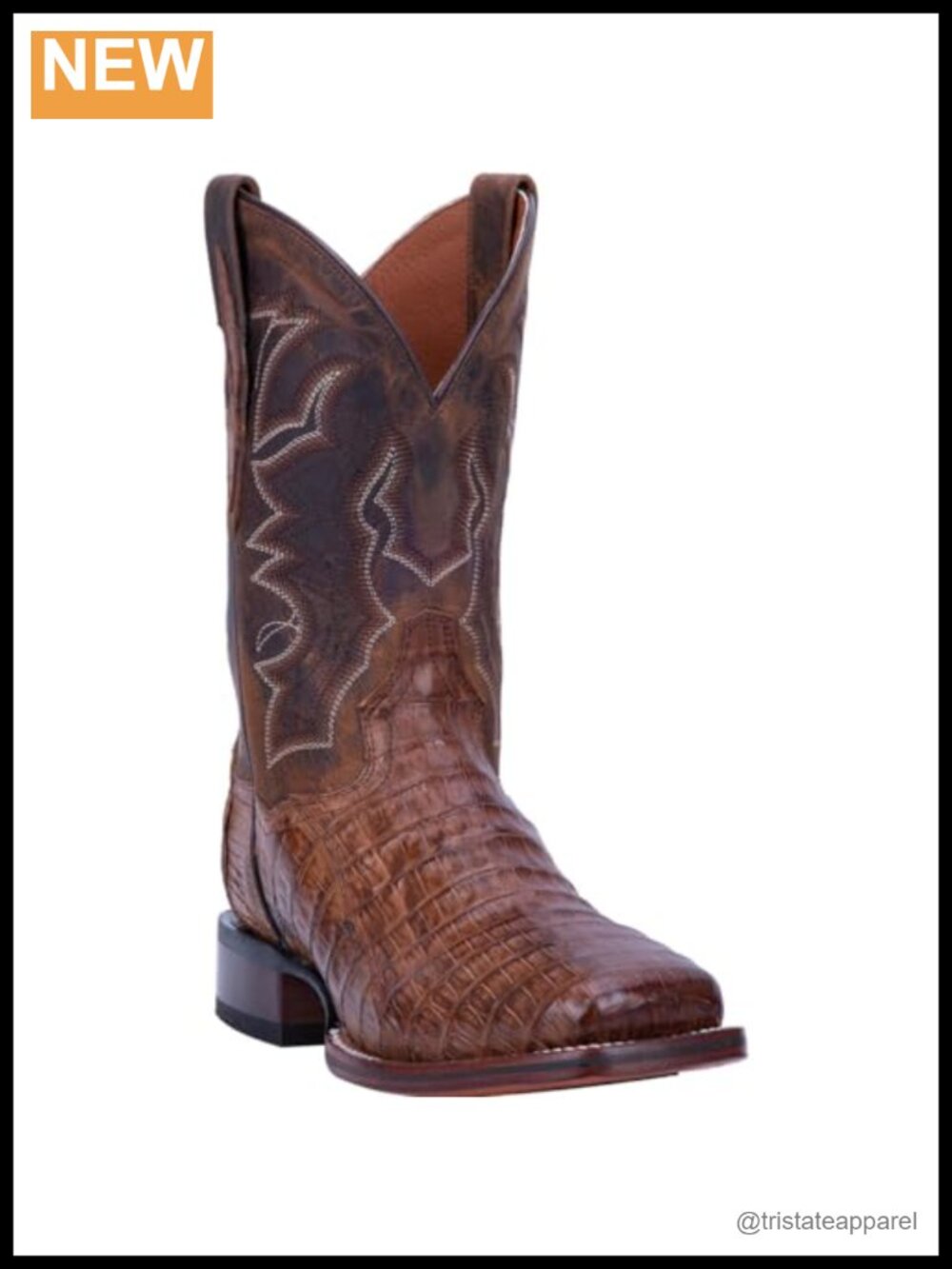 Caiman Crocodile Leather Pull-On Square Toe Western Boot